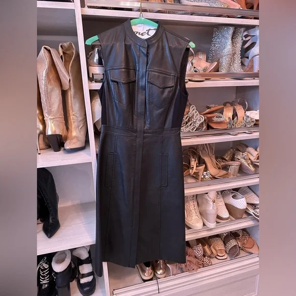 BCBGMaxAzria | Dresses | Bcbgmaxazria Black Faux Leather Dress | Poshmark